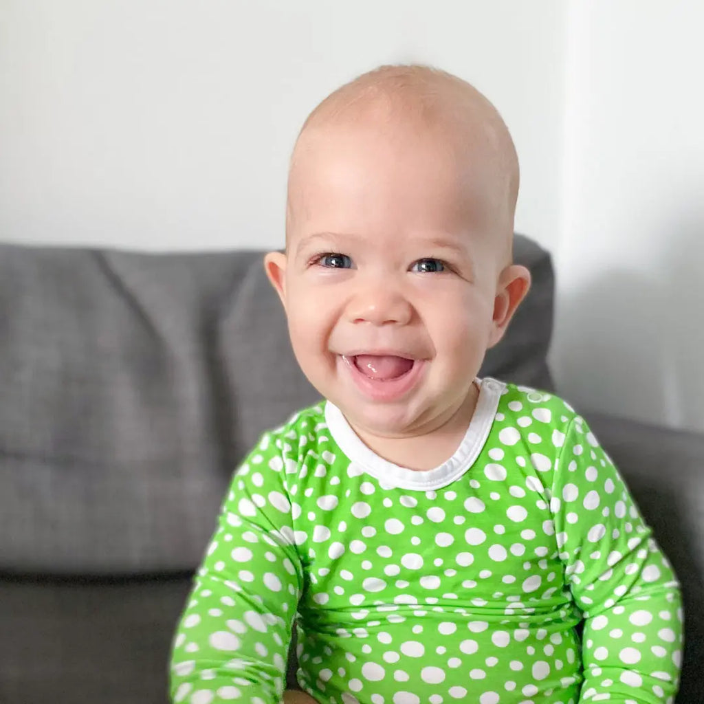 Body - Light Green Dínós Bambusz Patentos Hosszú Ujjú Body