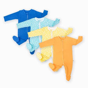 4-es Bambusz Kezeslábas és Rugdalózó Csomag Csomagok liaabebe 56 Blue és Yellow Mix 