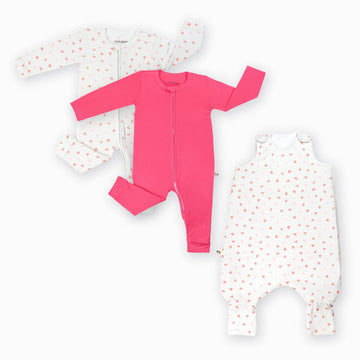 Bambusz Sleep Well Csomag Kezeslábasok és Tipegő Hálózsák Csomagok liaabebe 74 Pink és Hearts Mix 